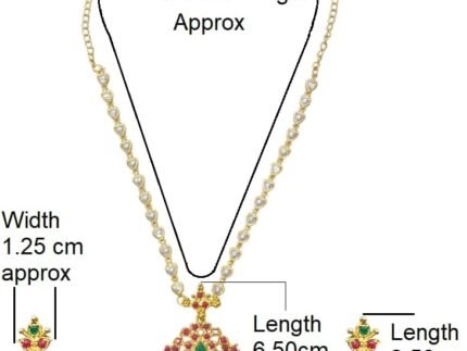 South Indian Golden Long Necklace Pendant Temple Jewellery Ethnic Antique Traditional Pearl Multi Kundan Necklace Earring Set