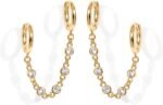 PAVOI 14K Gold Chain Earrings for Women | Double Piercing Dangle Chain Huggie Hoop Earrings | Cubic Zirconia Pearl Stud Ear Earrings for Women
