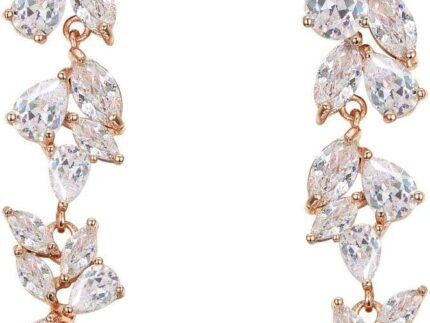 SWEETV Cubic Zirconia Wedding Bridal Earrings for Brides Women, Long Crystal Chandelier Dangle Drop Earrings for Prom or Pageant