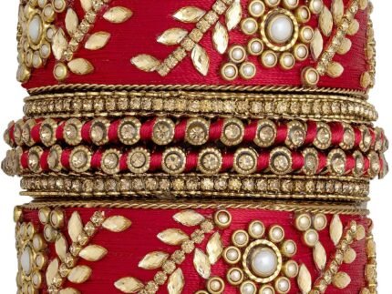 Aheli Traditional Wedding Designer Silk Thread Faux Stone Studded Bridal Bangle Set