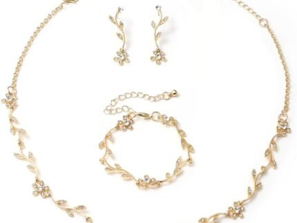 Hapibuy Crystal Necklace Earrings Bracelet Bridal Wedding Jewelry Set Rhinestone Choker Necklace For Brides Bridesmaid