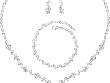 Elegant Necklace Earrings Bracelet Bridal Wedding Jewelry Sets
