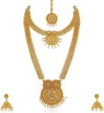 Aheli Traditional Ethnic Wedding Wear Bridal Choker Long Necklace With Jhumka Earrings Jewelry Set Gift for Women