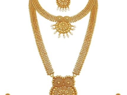 Aheli Traditional Ethnic Wedding Wear Bridal Choker Long Necklace With Jhumka Earrings Jewelry Set Gift for Women