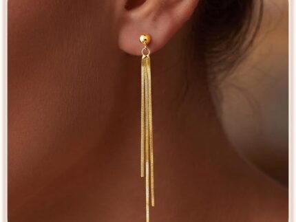 Dangle Tassel Earrings for Women Trendy, 14K Gold/Silver Plated Dainty Dangling Long Chain Drop Earring Dangly Prom Bride Wedding CZ Earring Fashion Jewelry Gift