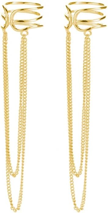 SLUYNZ 925 Sterling Silver No Piercing Cuff Earrings Chain for Women Wrap Earrings Tassel Clip On Ear SLUYNZ 925 Sterling Silver No Piercing Cuff Earrings Chain for Women Wrap Earrings Tassel Clip On Ear