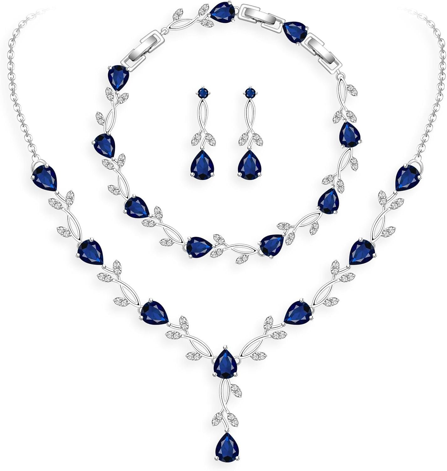 GZWHD Wedding Jewelry Sets for Bride Bridesmaid Women Cubic Zirconia Necklace Earrings Bracelet Set Gift for Mother Friend Wife Daughter Sister Party Prom Jewelry GZWHD Wedding Jewelry Sets for Bride Bridesmaid Women Cubic Zirconia Necklace Earrings Bracelet Set Gift for Mother Friend Wife Daughter Sister Party Prom Jewelry
