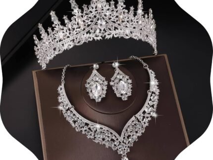 Kamirola Tiaras and Crowns for Women,Tiaras Earrings Necklace, Crystal Bridal Jewelry Set, Costume Party Halloween Prom Pageant Jewelry for Women (TR28)