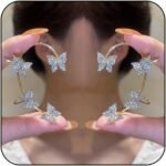 Butterfly Ear Cuffs Earrings Rhinestone Butterfly Ear Wrap No Piercing Ear Cuff Clip On Earrings for Women