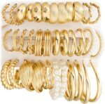 18 Pairs Gold Hoop Earrings for Women, Chunky Statement Hoops Set