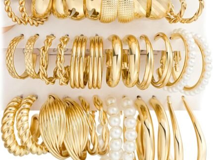 18 Pairs Gold Hoop Earrings for Women, Chunky Statement Hoops Set