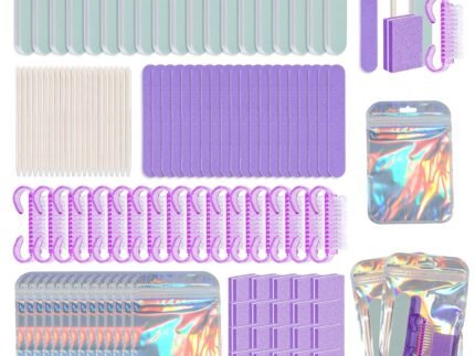 18 Set Disposable Manicure Kit Set, Press On Nail Tool Kit (Purple)