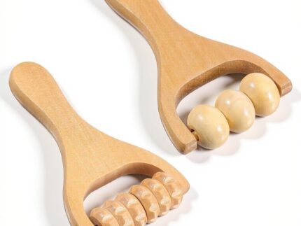 2 PCS Wooden Massage Roller, Wood Bead Massage Tools, Manual Wooden Muscle Foot Roller Massage for Leg Thigh Arm Body Muscle Tissue Pain Relief
