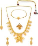24 Kt Gold-Plated Floral Rani Haar Jewellery Set-DMZ-691, zzzz-s, Brass