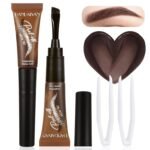 2PCS Tattoo Eyebrow Gel Easy Peel Off with Tweezers, 【Waterproof】【Sweatproof】【Transfer-proof】Long-lasting Up to 3 Days, Eye Brow Gel for Fuller & Defined Looking Eyebrow Color Makeup, 01# Warm Brown