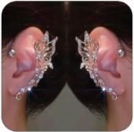 2Pcs Butterfly Ear Cuffs Rhinestone Clip On Earrings