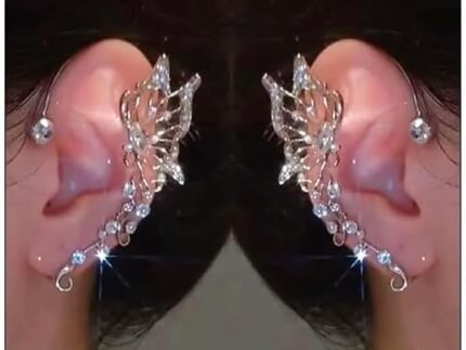 2Pcs Butterfly Ear Cuffs Rhinestone Clip On Earrings