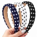 3 Pack Polka Dot Headbands, Wide Trendy Hair Bands for Women Girls