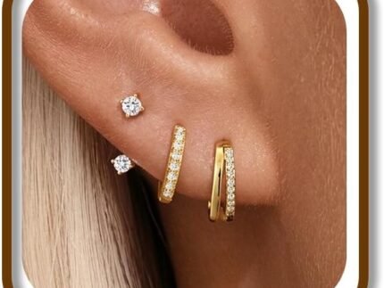 3 Pairs 14K Gold Hoop Earrings Set for Women Dainty Stud Earring Stackable Hypoallergenic Dangle Cartilage Huggie Hoop Earrings for Women Gold Jewelry Gifts