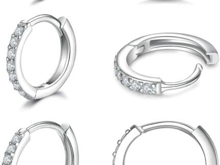 3 Pairs 925 Sterling Silver Small Hoop Earrings for Women Men