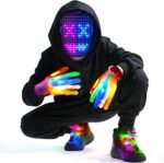3 Set LED Mask with Gesture Sensing Light Up Gloves and Glow Shoelaces Light up Costume Gifts for Teens, Cool Glowing Toys for Halloween Birthday Christmas Cosplay Party