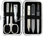 3 Swords Germany – brand quality 6 piece manicure pedicure grooming kit set for professional nail care with genuine leather case – Made in Germany