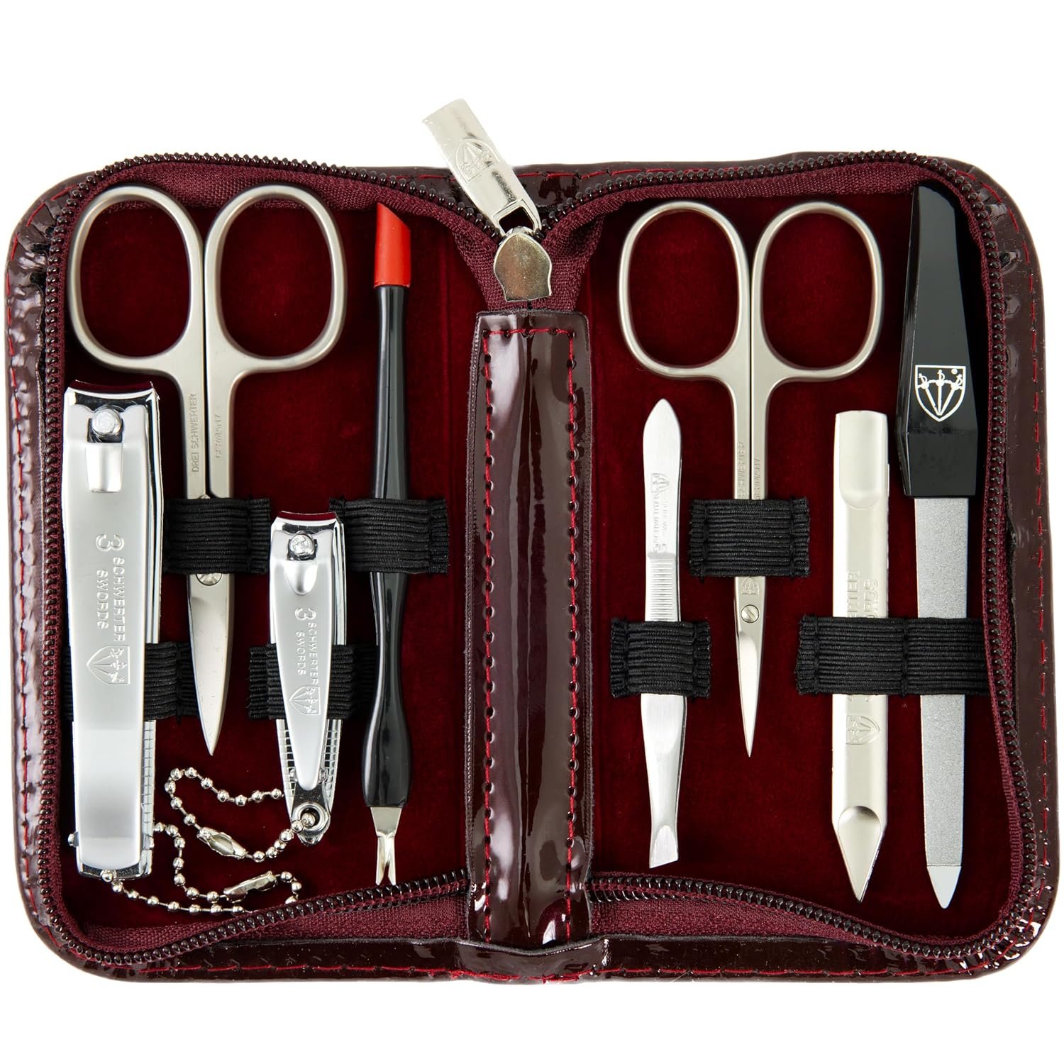 3 Swords Germany – Brand Quality 8 piece Manicure Pedicure Grooming kit Set for Professional Nail Care with Synthetic Leather case Burgundy – Made in Germany 3 Swords Germany – Brand Quality 8 piece Manicure Pedicure Grooming kit Set for Professional Nail Care with Synthetic Leather case Burgundy – Made in Germany