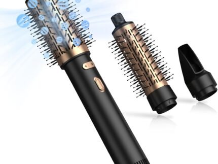 3 in 1 Rotating Hair Dryer Brush Spinning with Detachable Brush(2″ & 1.5″),3 Heats and 2 Speeds Rotating Hot Air Brush for Curl,Straight