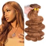 30 30 30 Inch #30 Brown Body Wave Bundles Human Hair 3 Bundles 50 Gram Per Bundle Unprocessed Brazilian Virgin Remy Hair Light Brown Color Body Wave Bundle Human Hair Weave Extenions