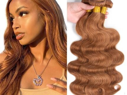 30 30 30 Inch #30 Brown Body Wave Bundles Human Hair 3 Bundles 50 Gram Per Bundle Unprocessed Brazilian Virgin Remy Hair Light Brown Color Body Wave Bundle Human Hair Weave Extenions