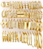30 Pairs Gold Hoop Earrings Set for Women, Hypoallergenic Pearl Twisted Statement Hoops Multipack, Small to Chunky Hoop Earrings for Women Trendy Jewelry Gifts