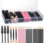 300pcs Disposable Makeup Tool Kit,Brow brush/Mascara brush/Lip Applicators/Eyeshadow applicators/Eye liner brush,JASSINS Makeup Disposable Accessories With Organizer Box
