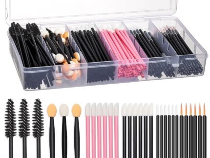300pcs Disposable Makeup Tool Kit,Brow brush/Mascara brush/Lip Applicators/Eyeshadow applicators/Eye liner brush,JASSINS Makeup Disposable Accessories With Organizer Box