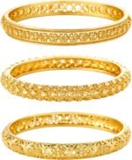 3Pack-18K Gold Plated Bridal Indian Bangle Bracelet Jewelry Set for Women