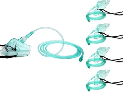 4 Pack Oxygen Mask for Face Adult with 6.6′ Tube & Adjustable Elastic Strap – Size L