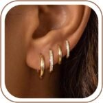 4 Pair Small Gold Hoop Earrings for Women Sensitive Ears – Hypoallergenic 14k Real Gold Plated Hoops Zirconia Cartilage Huggie Earrings Set Helix Piercing Earring Gold Jewelry for Women Gift