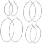 4 Pairs Stainless Steel Hoop Earrings Set for Women Hypoallergenic