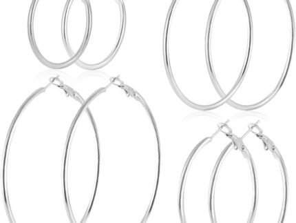 4 Pairs Stainless Steel Hoop Earrings Set for Women Hypoallergenic