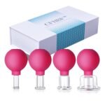 4 Size Facial Cupping Therapy Set Glass, Eye Face Vacuum Massage Anti Cellulite Cup – Silicone, for Beauty Body Cup Lymphatic Fascia Massager (Gift Box Packaging-red)