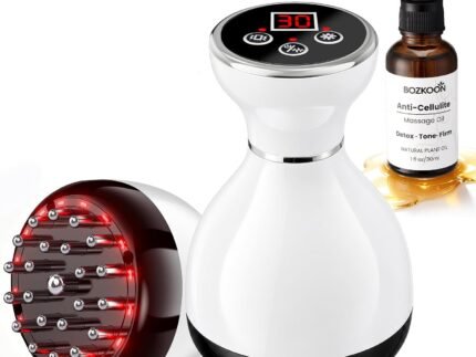 4 in 1 Cordless Body Massager with Heat, Vibration, Rhythm Mode and Red Light, Body Gua Sha Tool for Legs, Arms, Belly, Back, Neck and Shoulders, Handheld Body Care Device – White