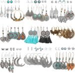 45 Pairs Big Vintage Silver Drop Dangle Earrings Set for Women