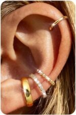 4Pairs 14K Gold Plated Ear Cuff Earrings for Women Non Piercing Jewelry