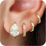 4Pairs Statement Gold Hoop Earrings for Women Trendy,Surgical Steel Gold Plated Hoop Hypoallergenic Earrings Set,Titanium Hoops Earring Stacks,CZ Cartilage Huggie Hoops Earring Gifts for Girlfriend