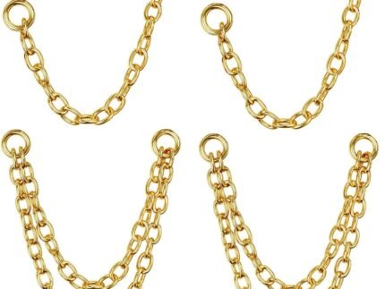 4Pcs Gold Earrings Connector Chains Set for Women, Convertible Dangle Chain for Double Piercings 50mm