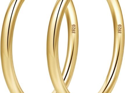 4mm Thick Gold Chunky Earrings Steling Silver Post Hoops Earrings For Women Hollow Tube Hoops Earrings Thick Gold Hoop Earrings Hypoallergenic Lightweight Gold Hoop Large Earrings 20/30/40/50/60MM