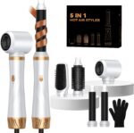 5 in 1 Blow Dryer Brush,Hair Dryer Brush Set,Negative Ionic Blow Dry Brush with Air Curler Wrap Hair Styler, Detachable Hair Tool for Curling, Volumizer,Straightener,Drying
