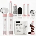 5 in 1 Hair Styler, Blow Dryer Brush, Hot Curling Brush, Air Styler, Straightener Brush, Hair Curler, Hair Styling Tools for Volumizing & Styling for Women Travel