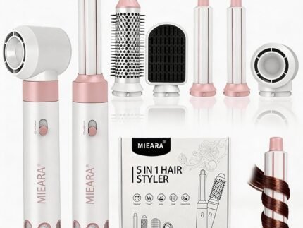 5 in 1 Hair Styler, Blow Dryer Brush, Hot Curling Brush, Air Styler, Straightener Brush, Hair Curler, Hair Styling Tools for Volumizing & Styling for Women Travel