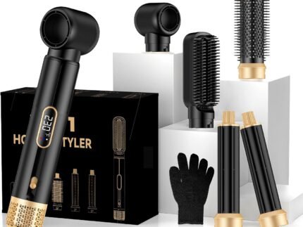 5 in ONE Hair Dryer Brush, Blow Dryer Curling Wand Hair Styling Tools Set, Ionic Hot Air Massage Oval Blowout, Left&Right Styler 100-120V