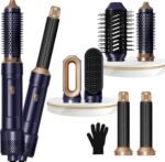 6 in ONE Blow Dryer Brush,Air Curling Iron Round Brush Blow Dryer 800W,Ionic Hair Dryer Brush for Women, Hot Air Brush Hair Styling Tools 100-120V